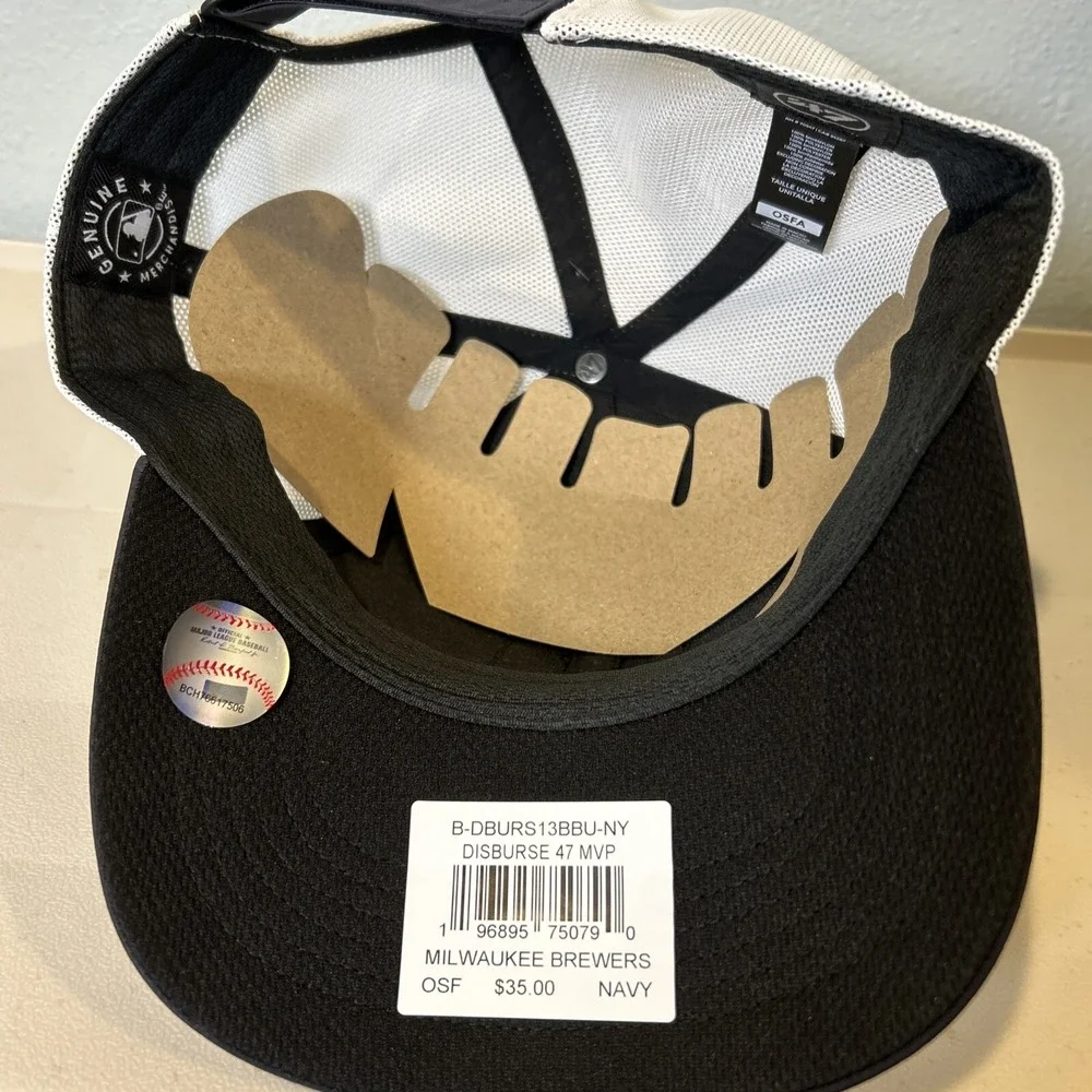Milwaukee Brewers 47 Adjustable MVP Mesh Hat Cap Navy OSFM MLB Baseball brrr